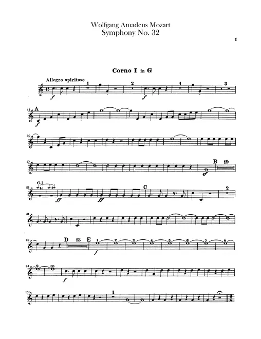 Horn 1, 2 (G), 3, 4, (D)