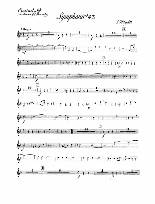 Clarinet (B, alternate to Oboe 2)