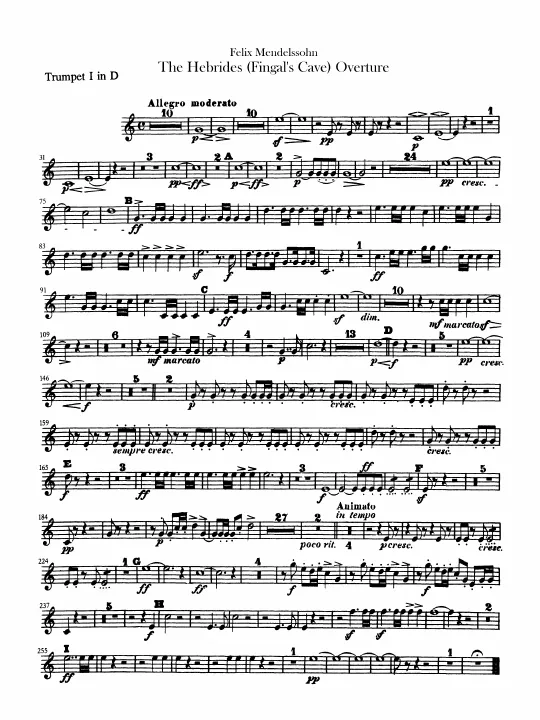 Trumpet 1 (D), 1 (B), 2 (D), 2 (B)
