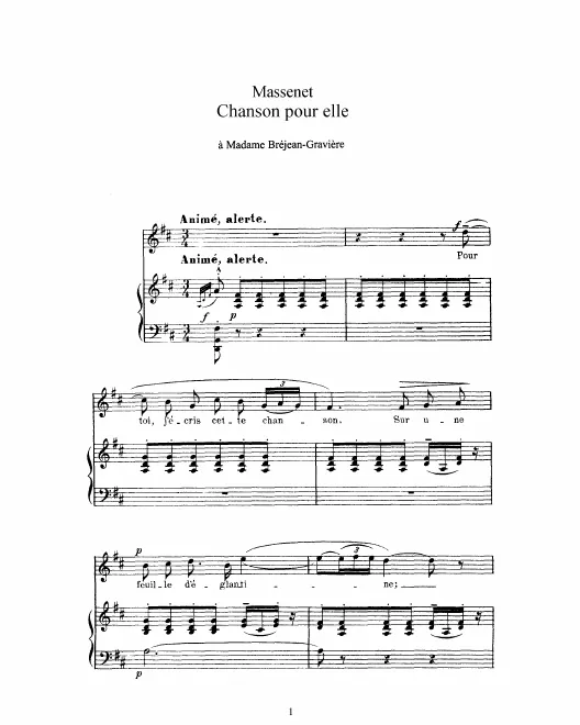 Complete Score (D Major: high voice and piano)