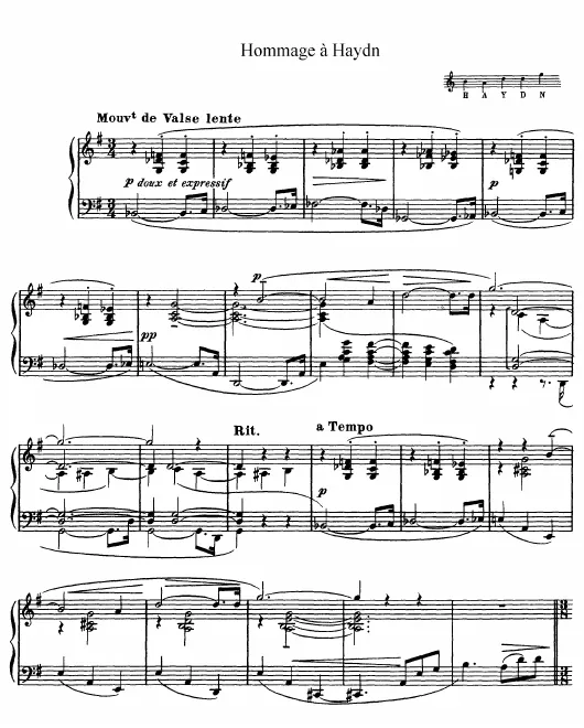 First page of Hommage à Haydn