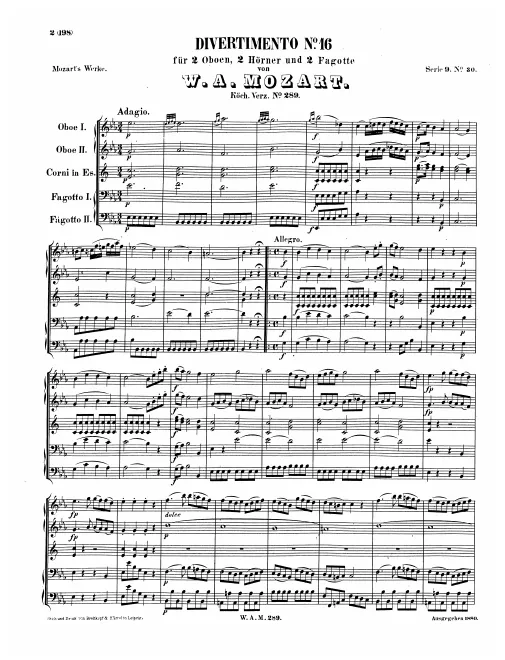First page of Divertimento