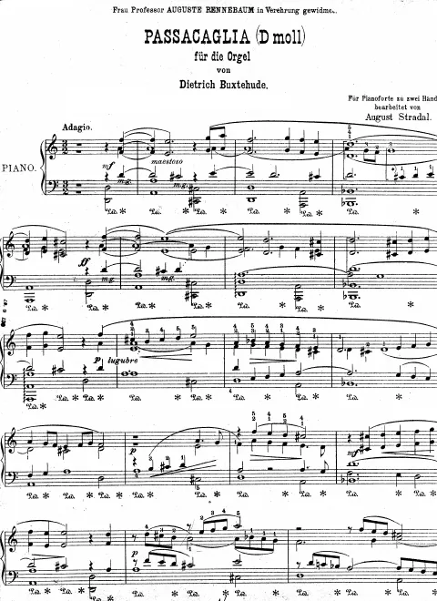 First page of Passacaglia in D minor