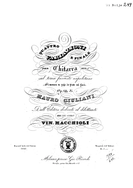 First page of 4 Variazioni e Finale