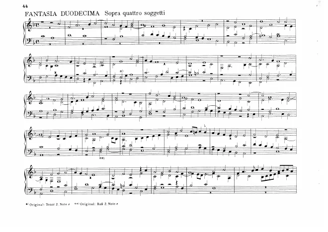 First page of Fantasia duodecima sopra quattro soggietti