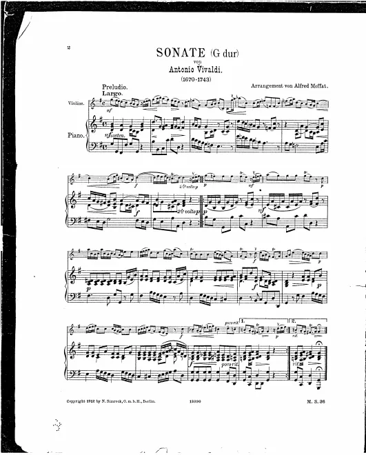 First page of Violin Sonata in G major