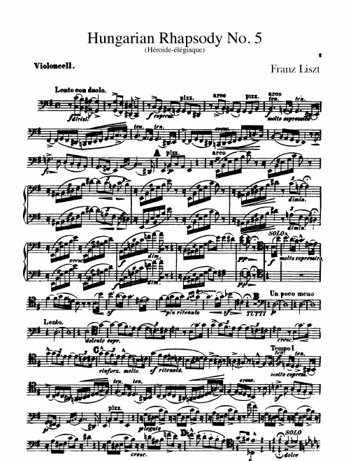 First page of Hungarian Rhapsody No.5