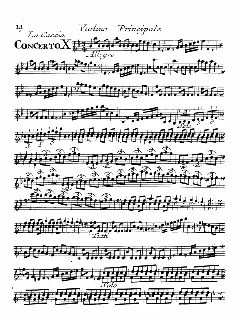 First page of Violin Concerto in B-flat major