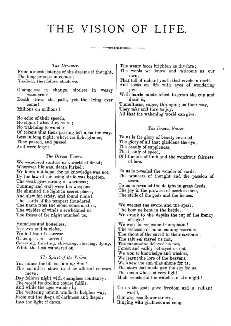 First page of The Vision of Life