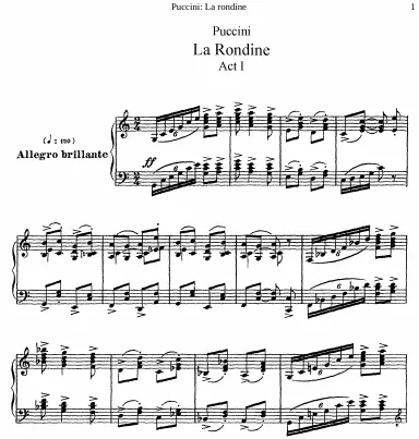 First page of La Rondine
