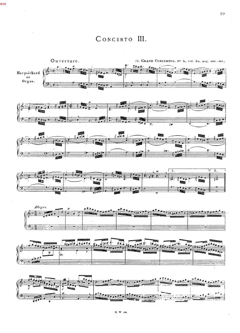 First page of Organ Concerto in D minor