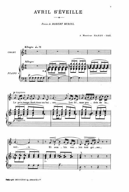 First page of Avril s'éveille