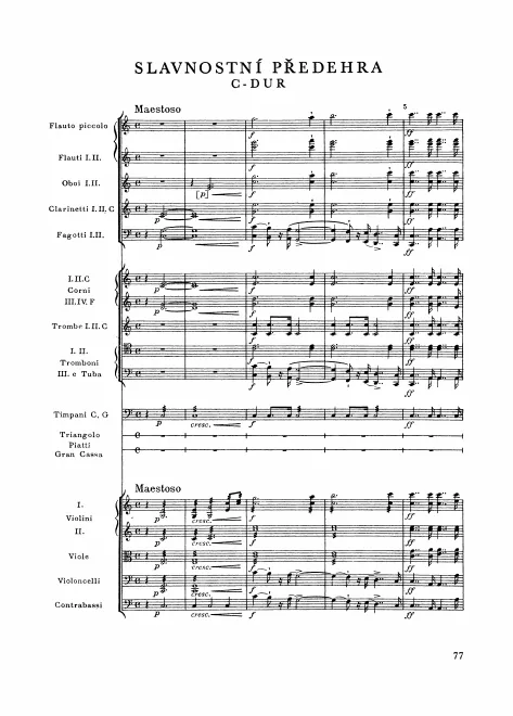 First page of Solemn Prelude on the Occasion of Laying the Foundation Stone for the National Theatre