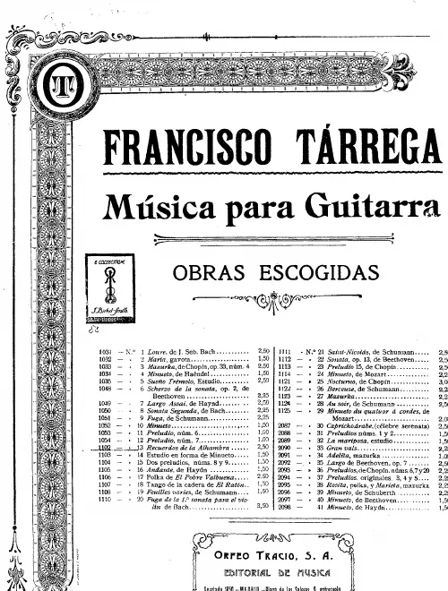 First page of Recuerdos de la Alhambra