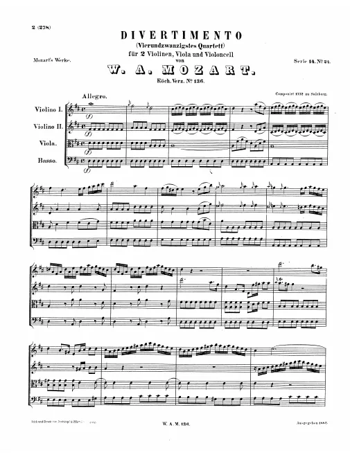 First page of Divertimento