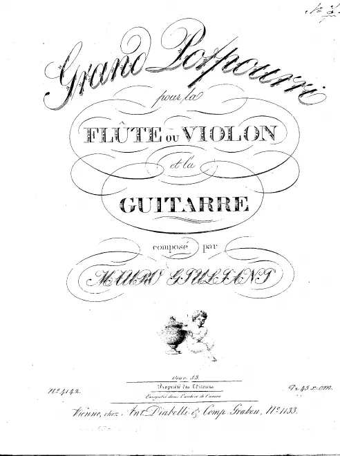 First page of Grand Potpourri for Flute (or Violin) and Guitar, Op.53