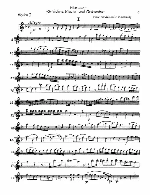 First page of Concerto for Violin, Piano, and Strings in D minor