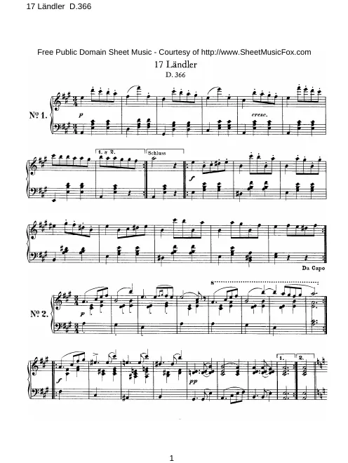 First page of Ländler, D.366