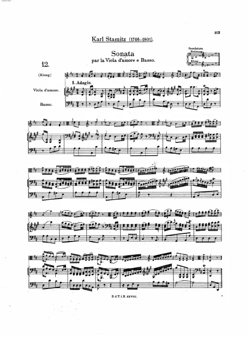 First page of Viola d'amore Sonata