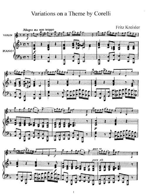 First page of Variations on a Theme of Corelli