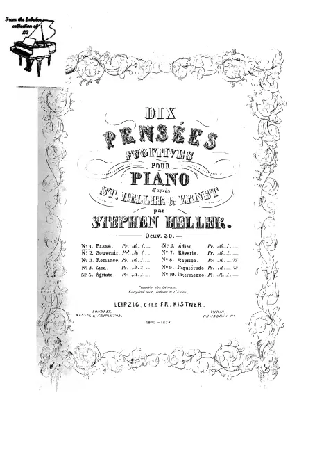 First page of 10 Pensées fugitives pour piano d'après St. Heller et Ernst