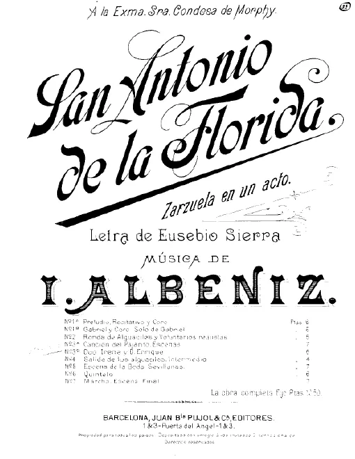 First page of San Antonio de la Florida, zarzuela en un acto