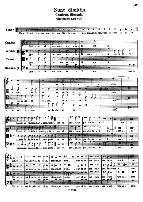 First page of Nunc dimittis