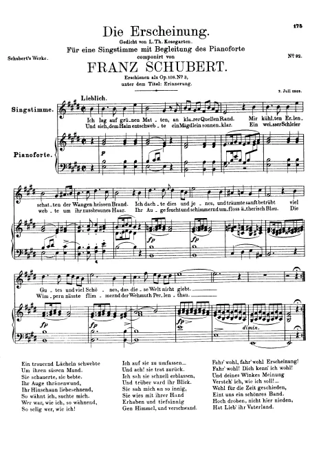 First page of Die Erscheinung, D.229