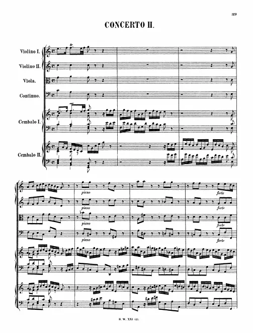 First page of Concerto for 2 Harpsichords