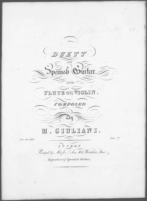 First page of Duett for Spanish Guitar and Flute or Violin