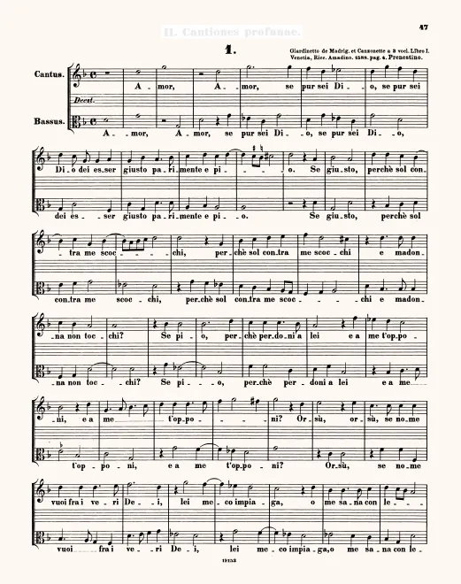 First page of Amor, se pur sei Dio