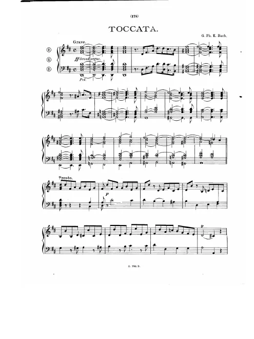 First page of Preludio per organo in D major