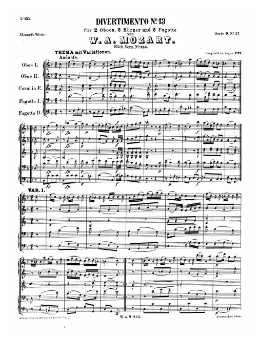 First page of Divertimento