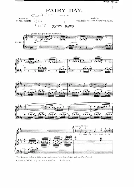 First page of Fairy Day: Three Idylls for Women's Chorus