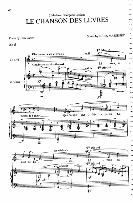 First page of Le chanson des lèvres