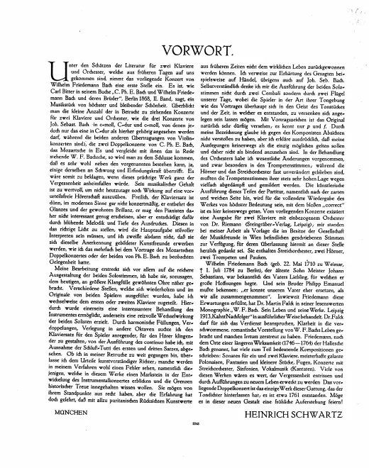 First page of Concerto for Two Harpsichords