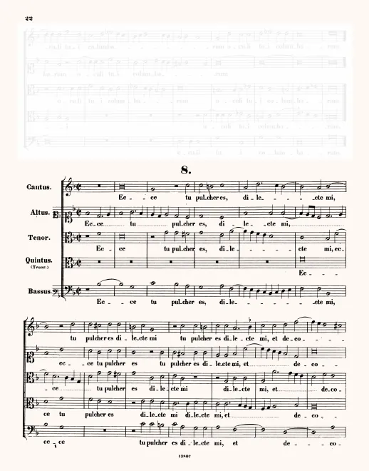 First page of Ecce tu pulcher es