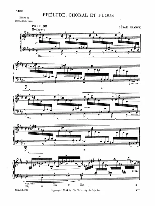 First page of Prélude, Choral et Fugue