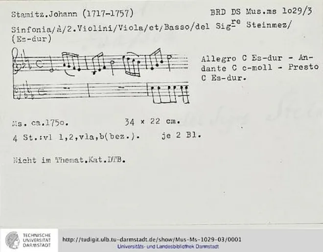 First page of Sinfonia in E-flat major