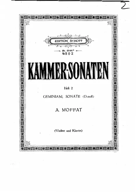 First page of Violin Sonata in D minor