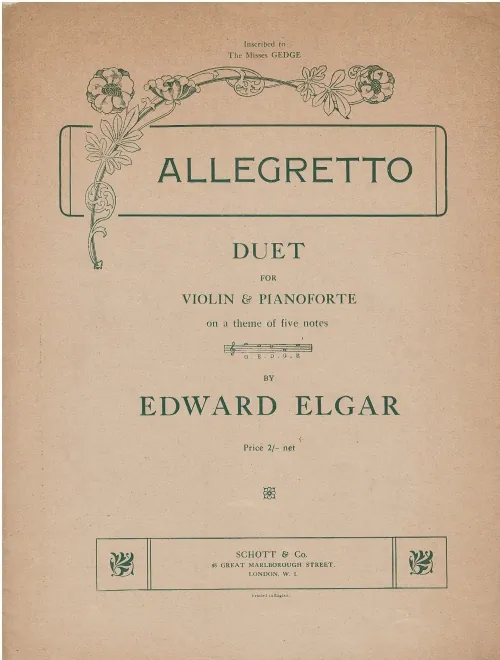 First page of Allegretto on GEDGE for Violin and Piano