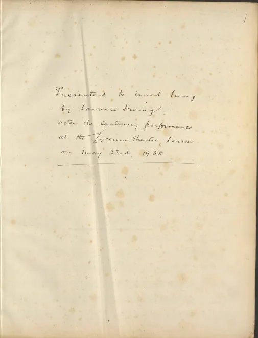 First page of Incidental Music to 'Becket'