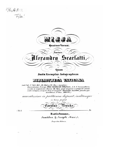 First page of Messa breve a Palestrina