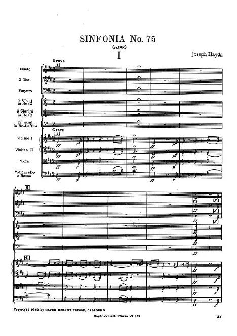 First page of Symphony No.75 in D major