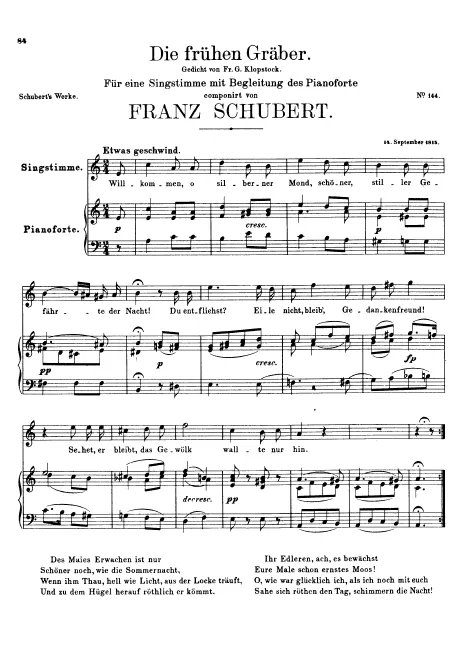 First page of Die frühen Gräber, D.290
