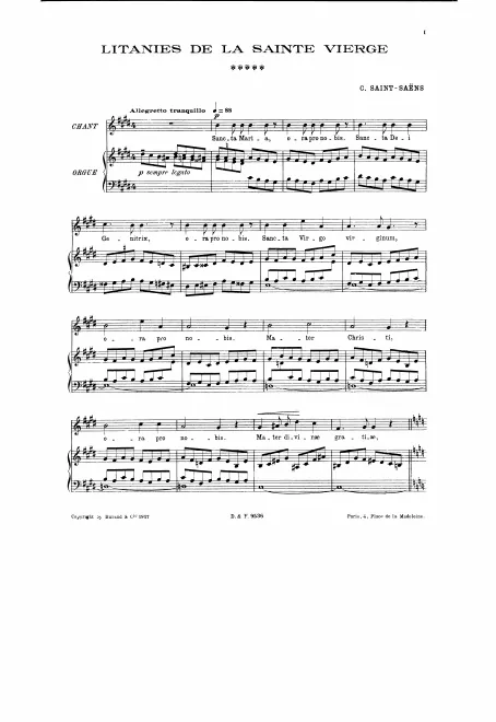 First page of Litanies de la Sainte Vierge