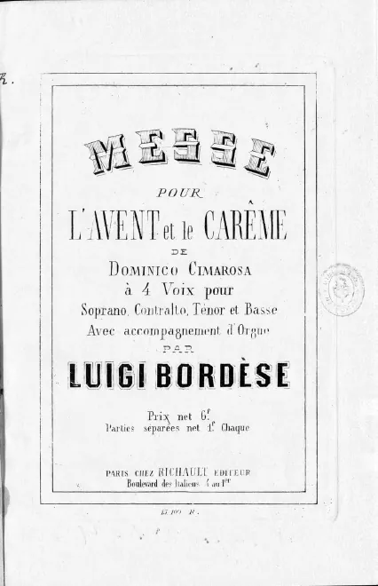 First page of Messe pour l'Avent et le Carême