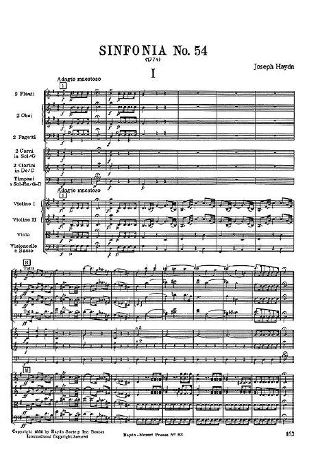 First page of Symphony No.54 in G major