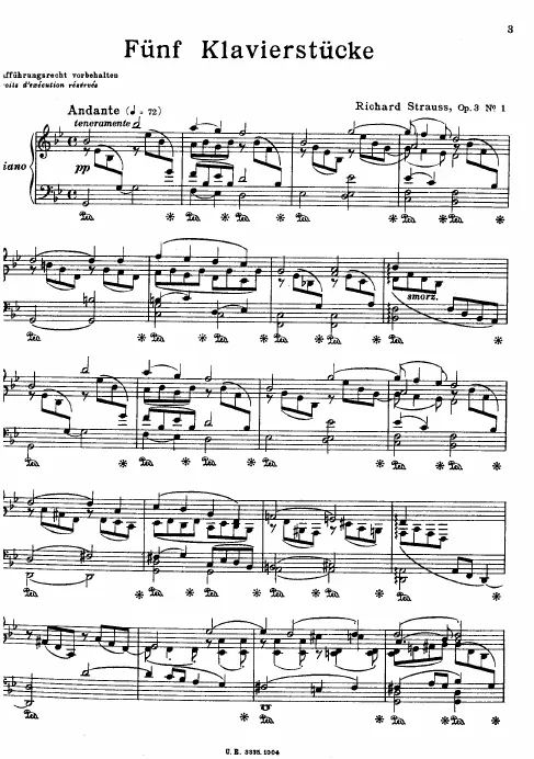 First page of Fünf Klavierstücke