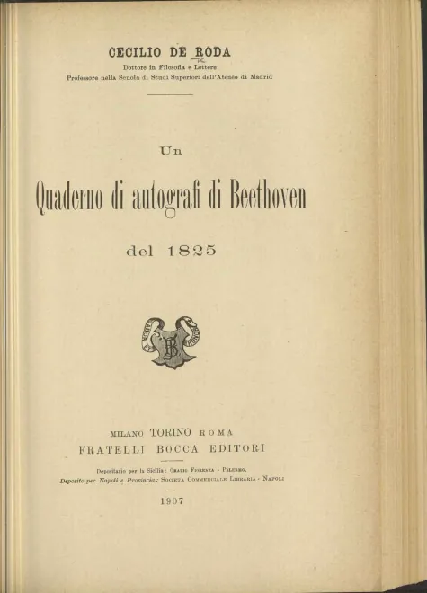 First page of Un Quaderno di Autografi di Beethoven del 1825